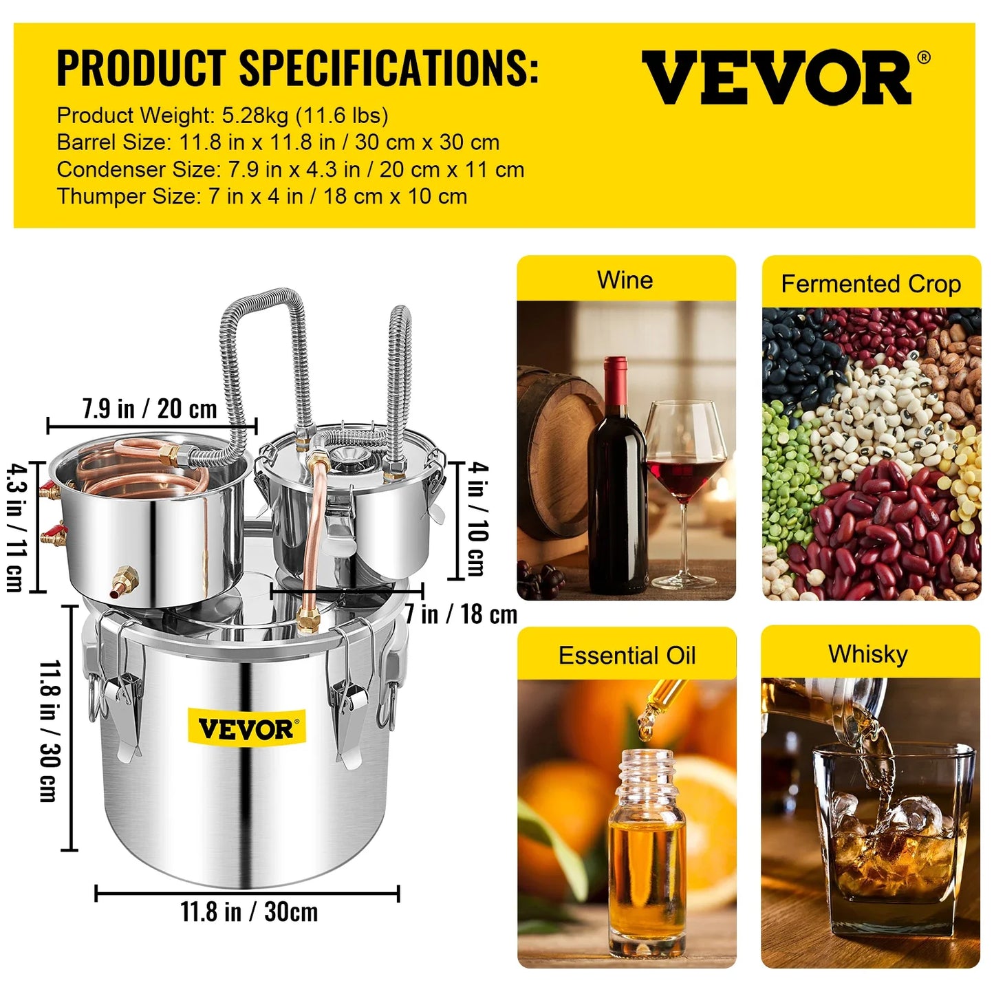 Alcohol Brewing Distiller 12L /30L/50L DIY Moonshine Apparatus