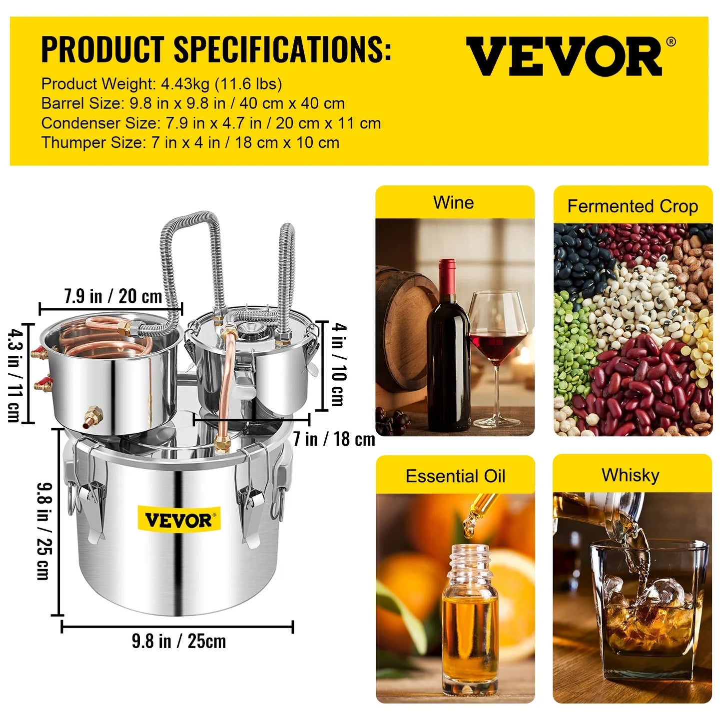 Alcohol Brewing Distiller 12L /30L/50L DIY Moonshine Apparatus