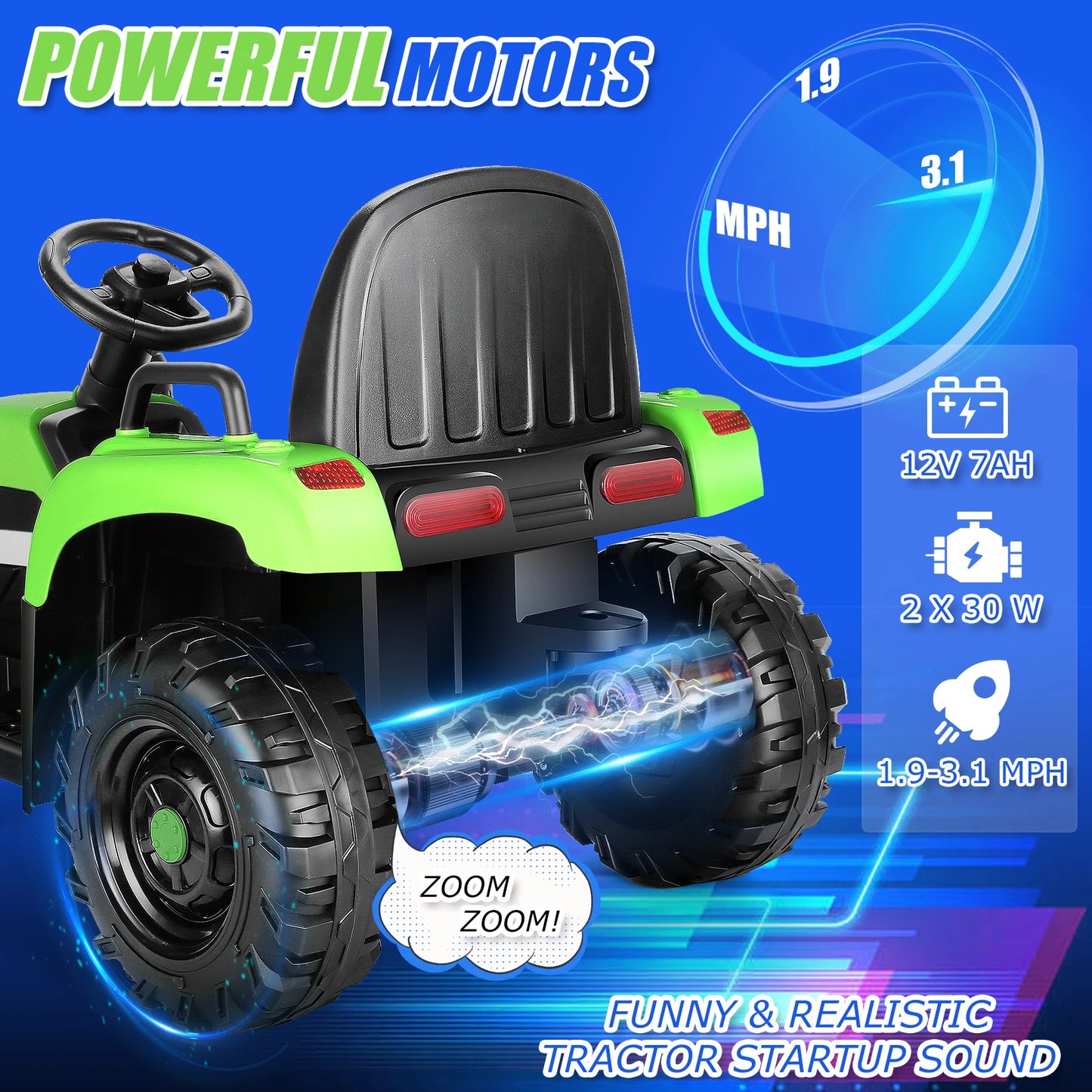 Electric Tractor Kids 7AH Battery Powered