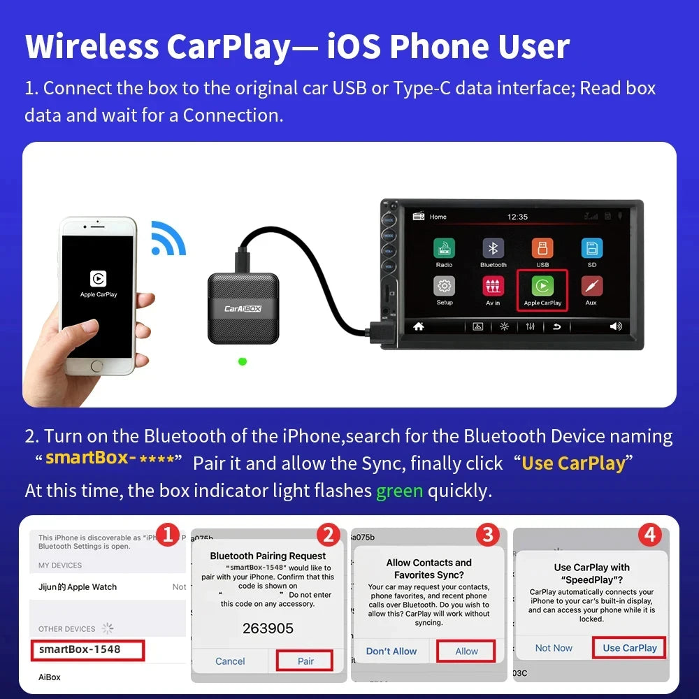 2-in-1 Wireless CarPlay Dongle Android Auto Adapter