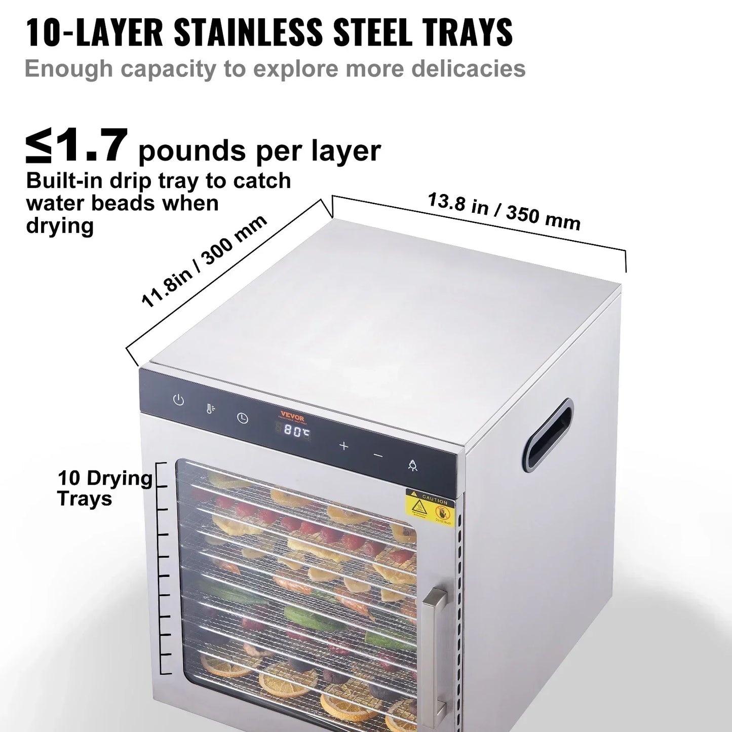 10 Trays Food Dehydrator Stainless Steel Machine