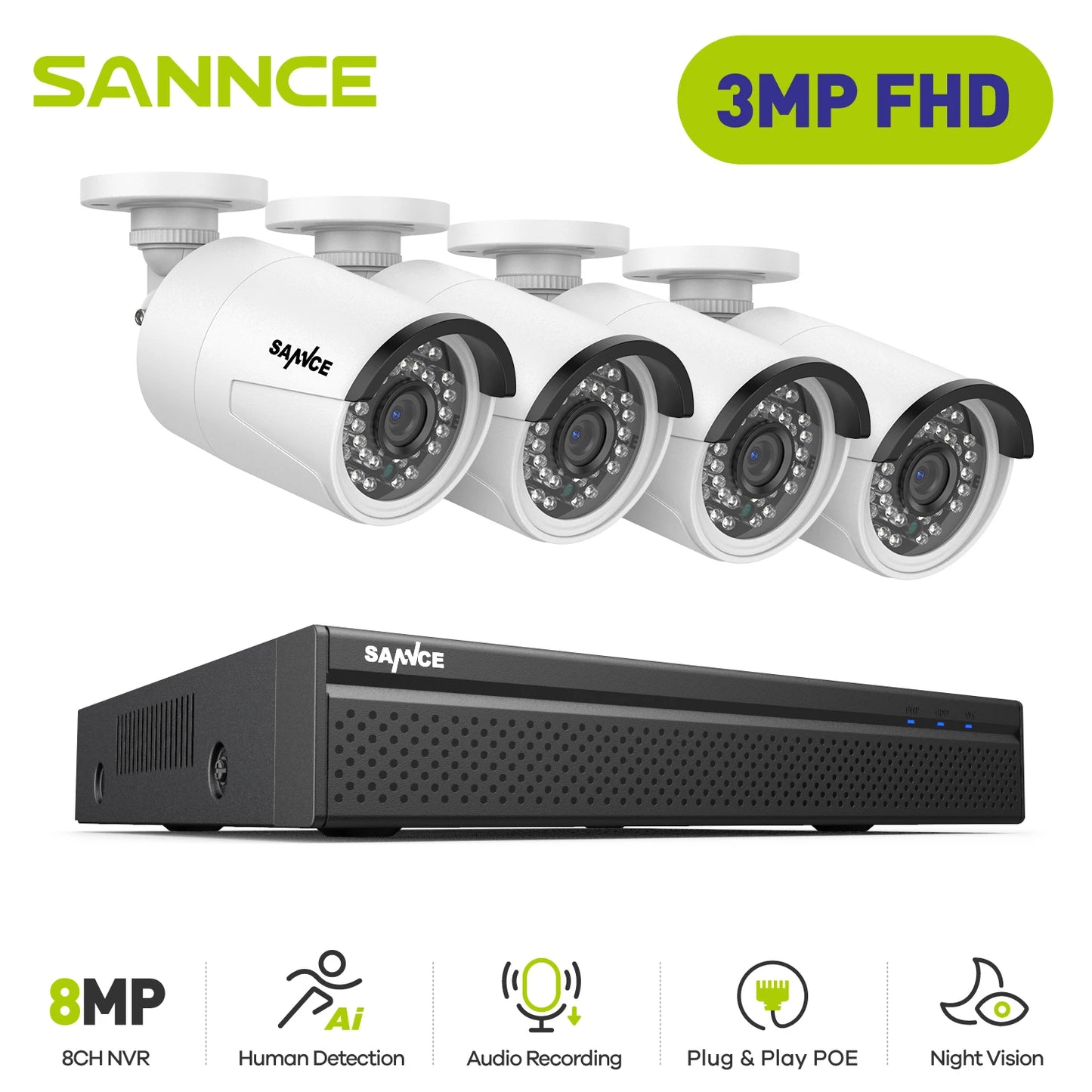 3MP POE Security System Surveillance Kit