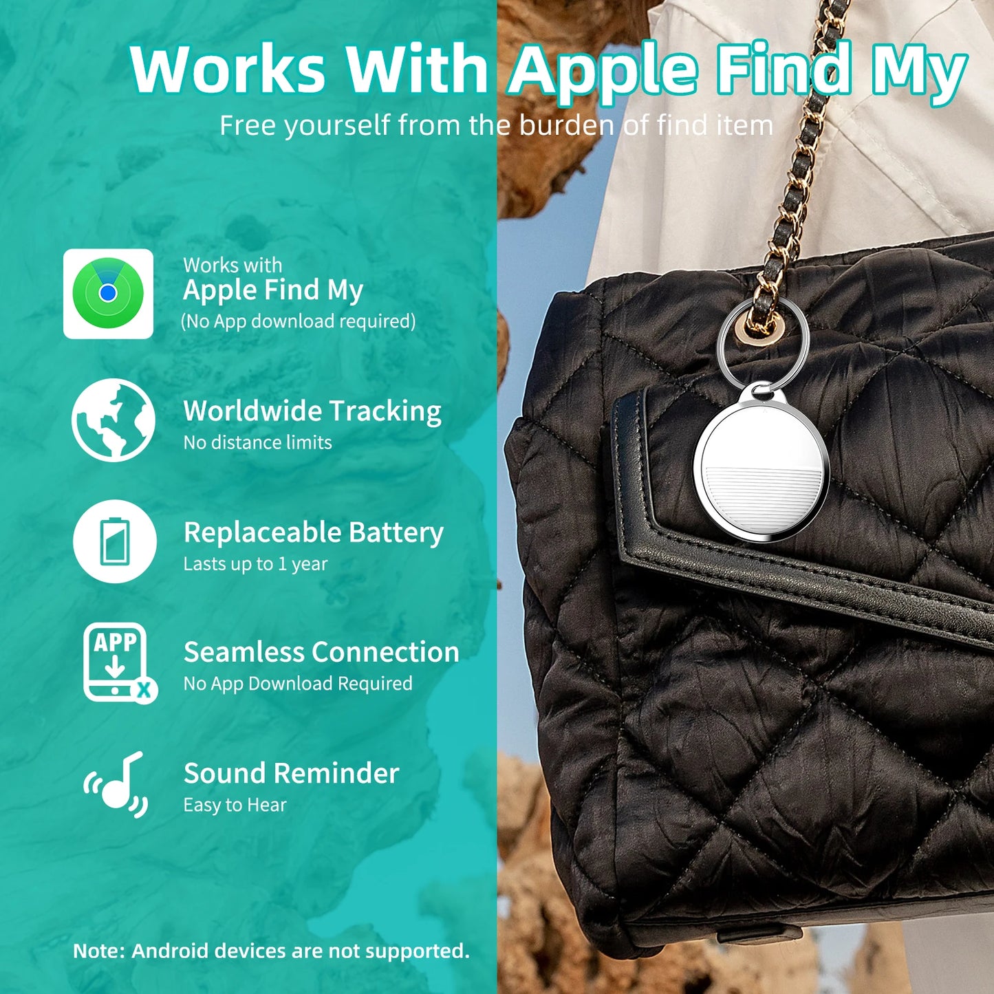 GPS Tracker Works w/Apple Find My APP