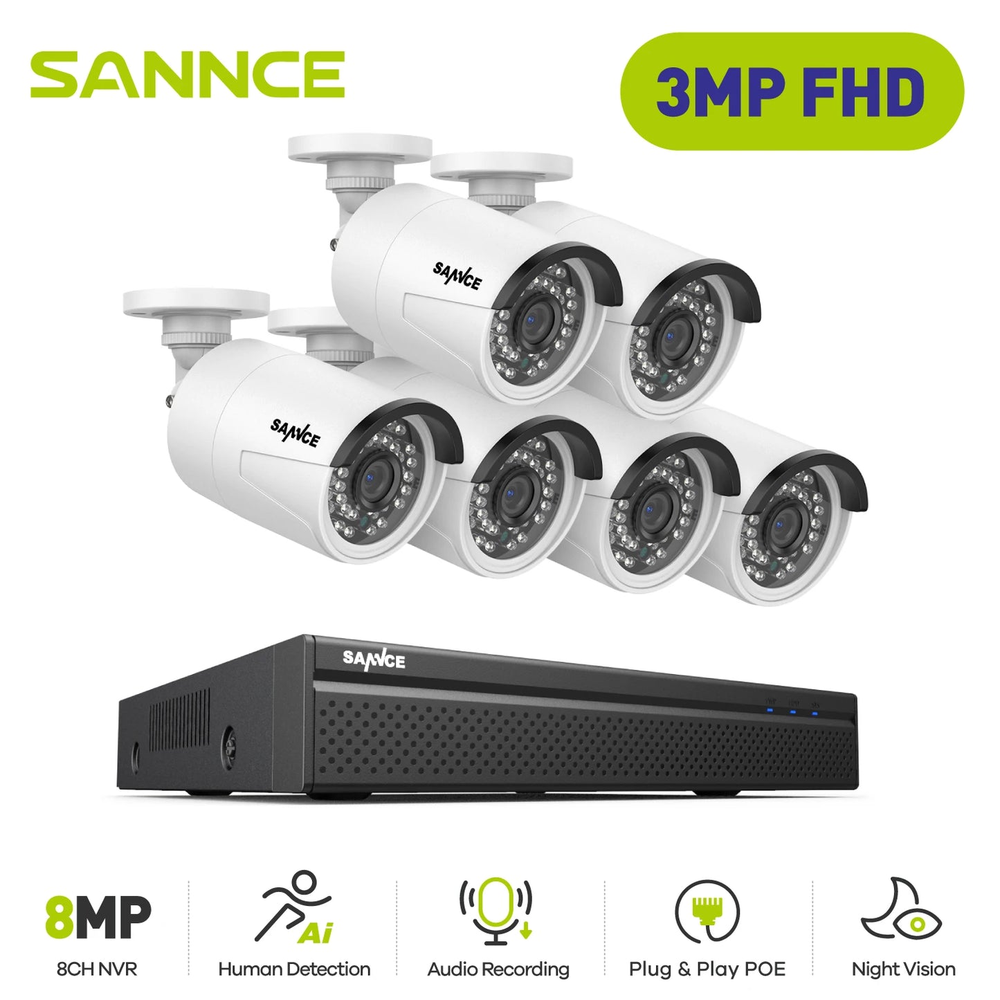 3MP POE Security System Surveillance Kit