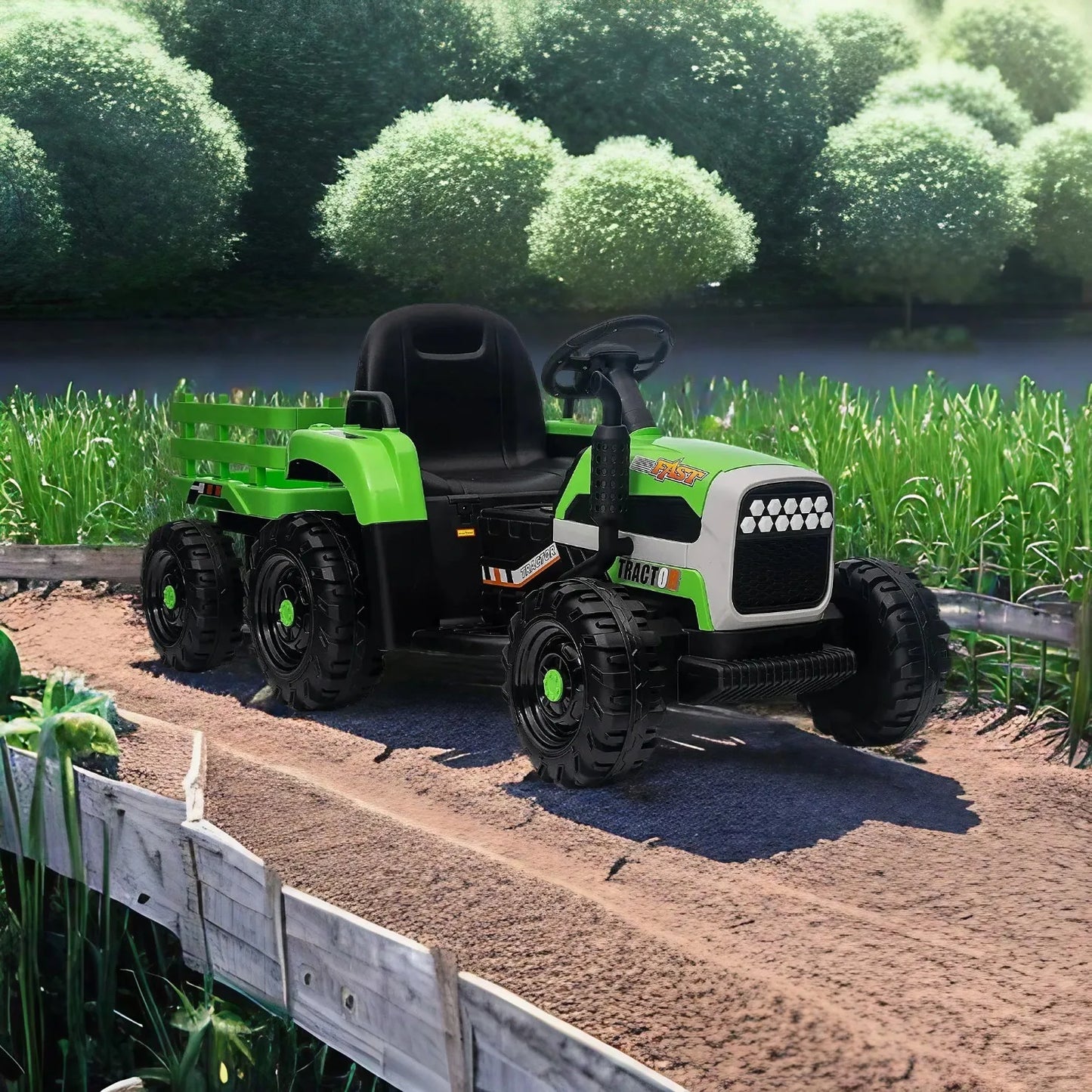 Kids Ride-On Electric Tractor with Trailer