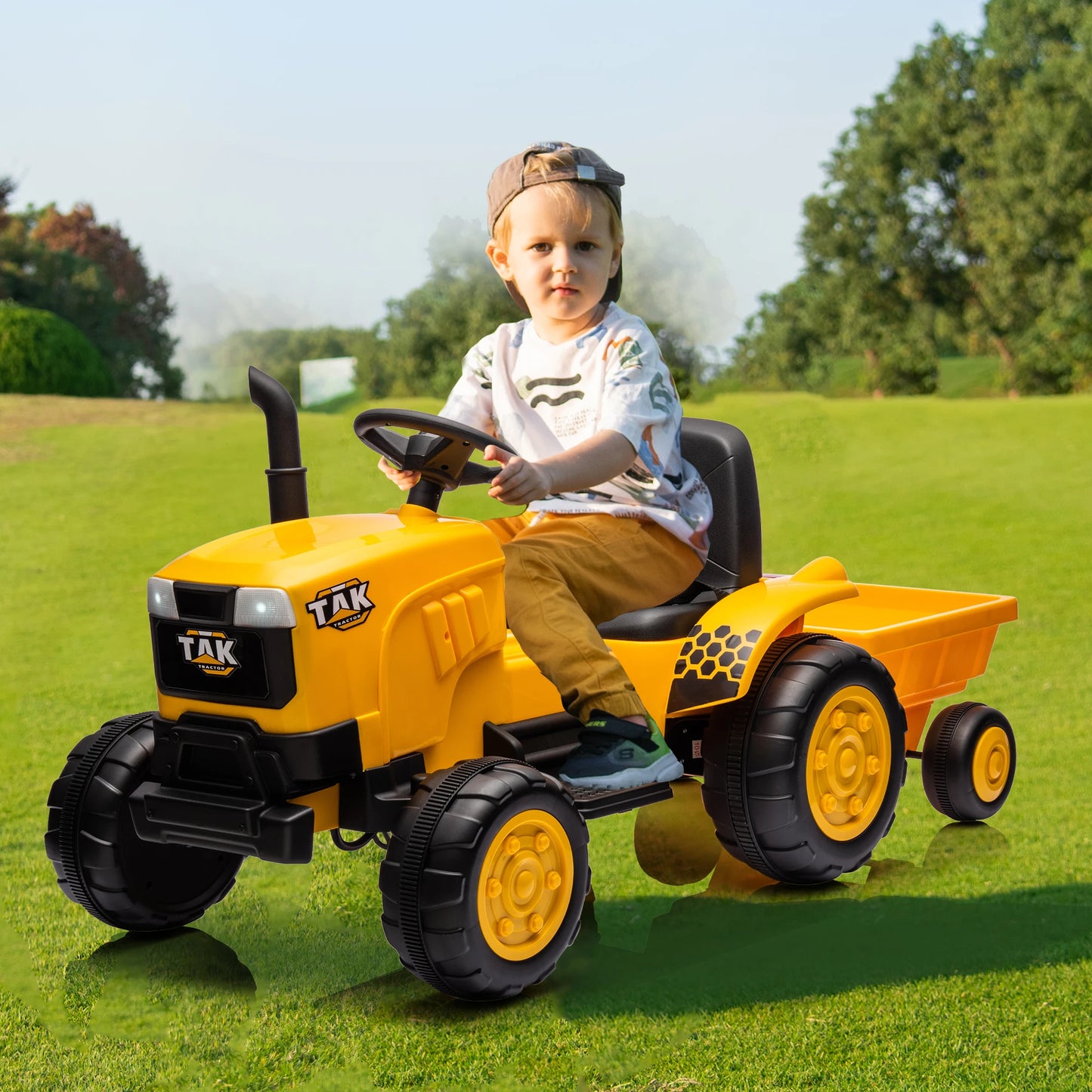 Kids Ride-On Electric Tractor w/Detachable Trailer