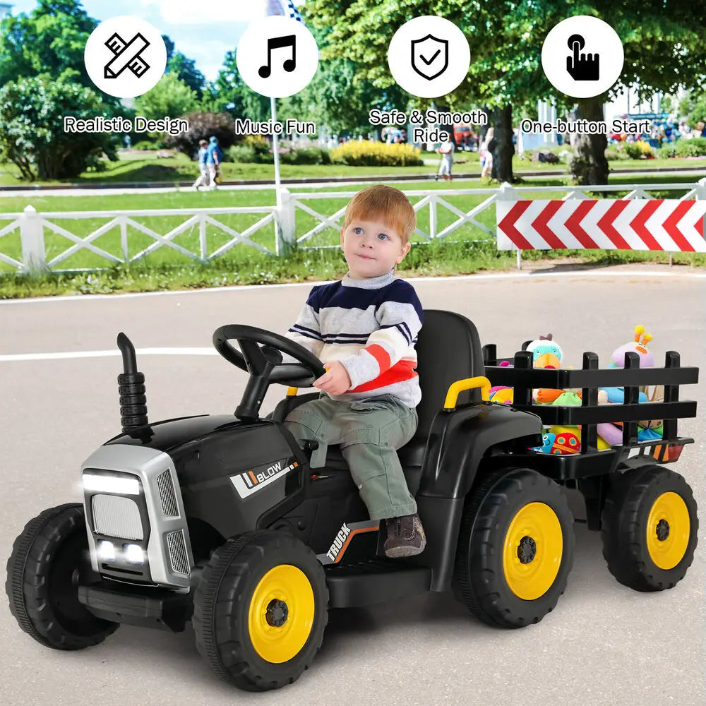 Kids Ride-On Electric Tractor with Trailer