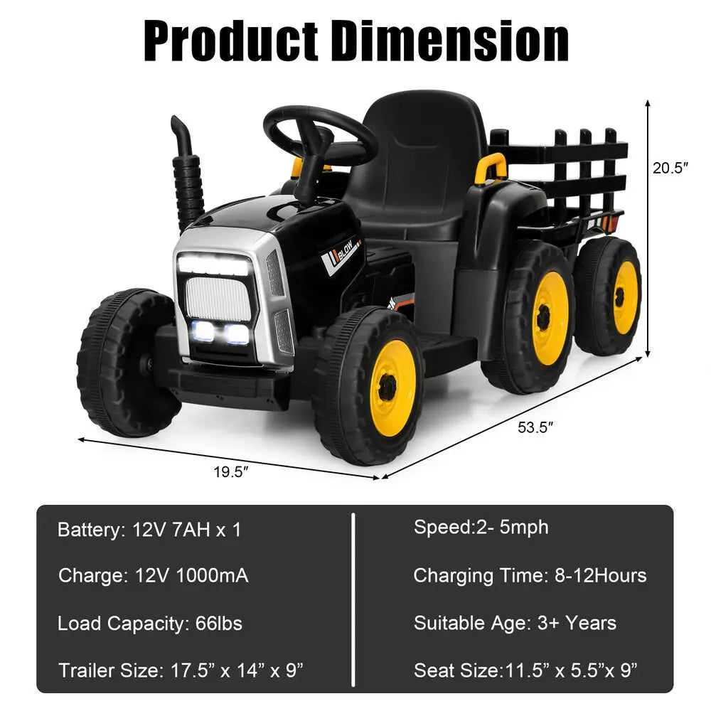 Kids Ride-On Electric Tractor with Trailer