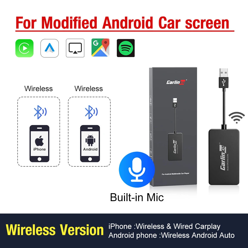 USB Wireless CarPlay Dongle Wired Android Auto 