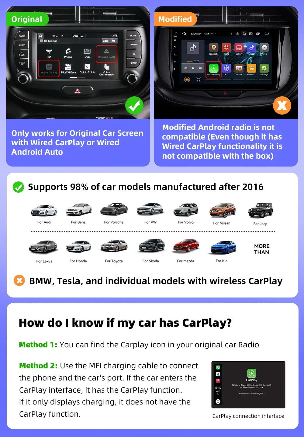 2-in-1 Wireless CarPlay Dongle Android Auto Adapter