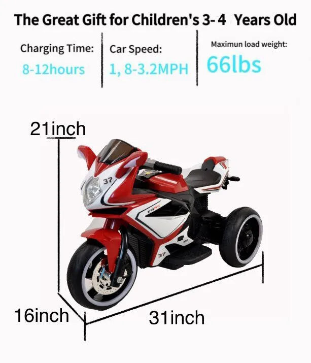 Electric Motorcycle Kids Ride-On 6V