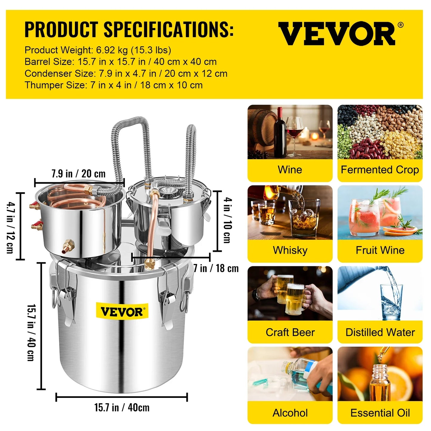 Alcohol Brewing Distiller 12L /30L/50L DIY Moonshine Apparatus