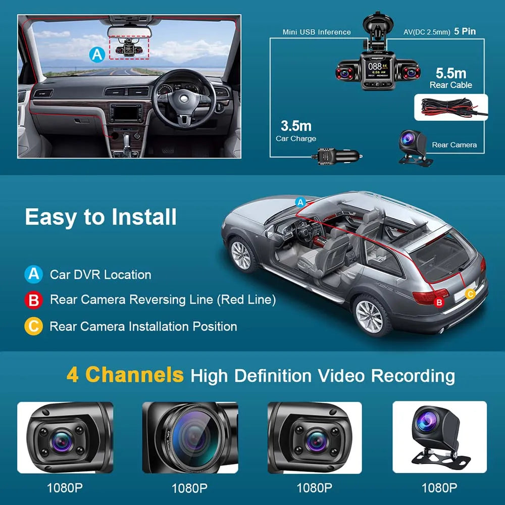 4 Channel 1080P Car DVR