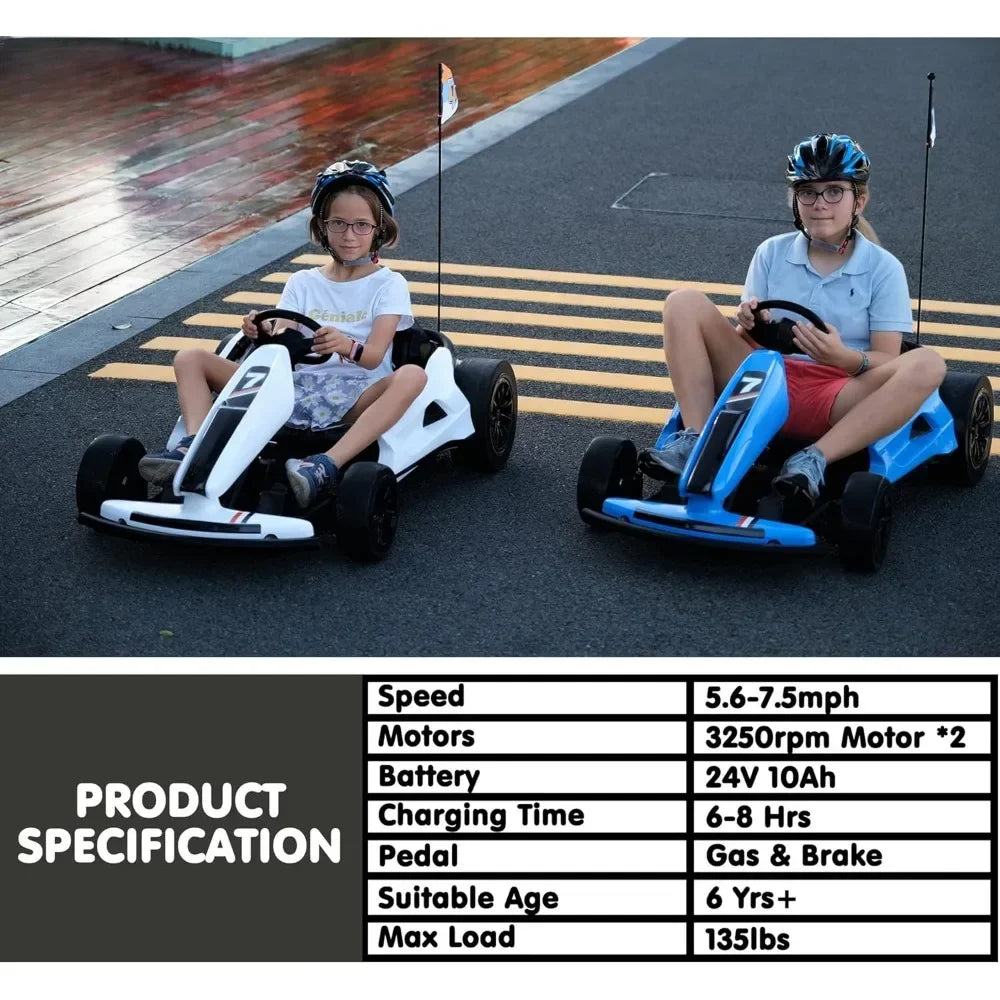 Electric Go Kart Kids 6+ Adults 24V Battery Powered Pedal