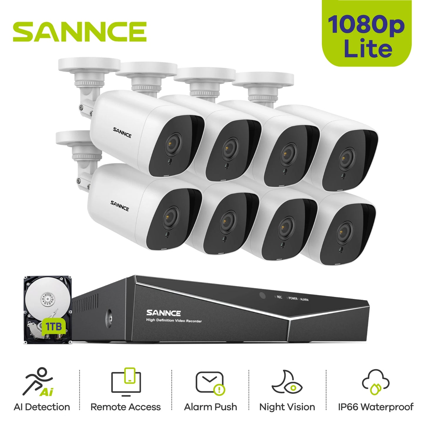 8CH 1080P Surveillance Camera System Kit