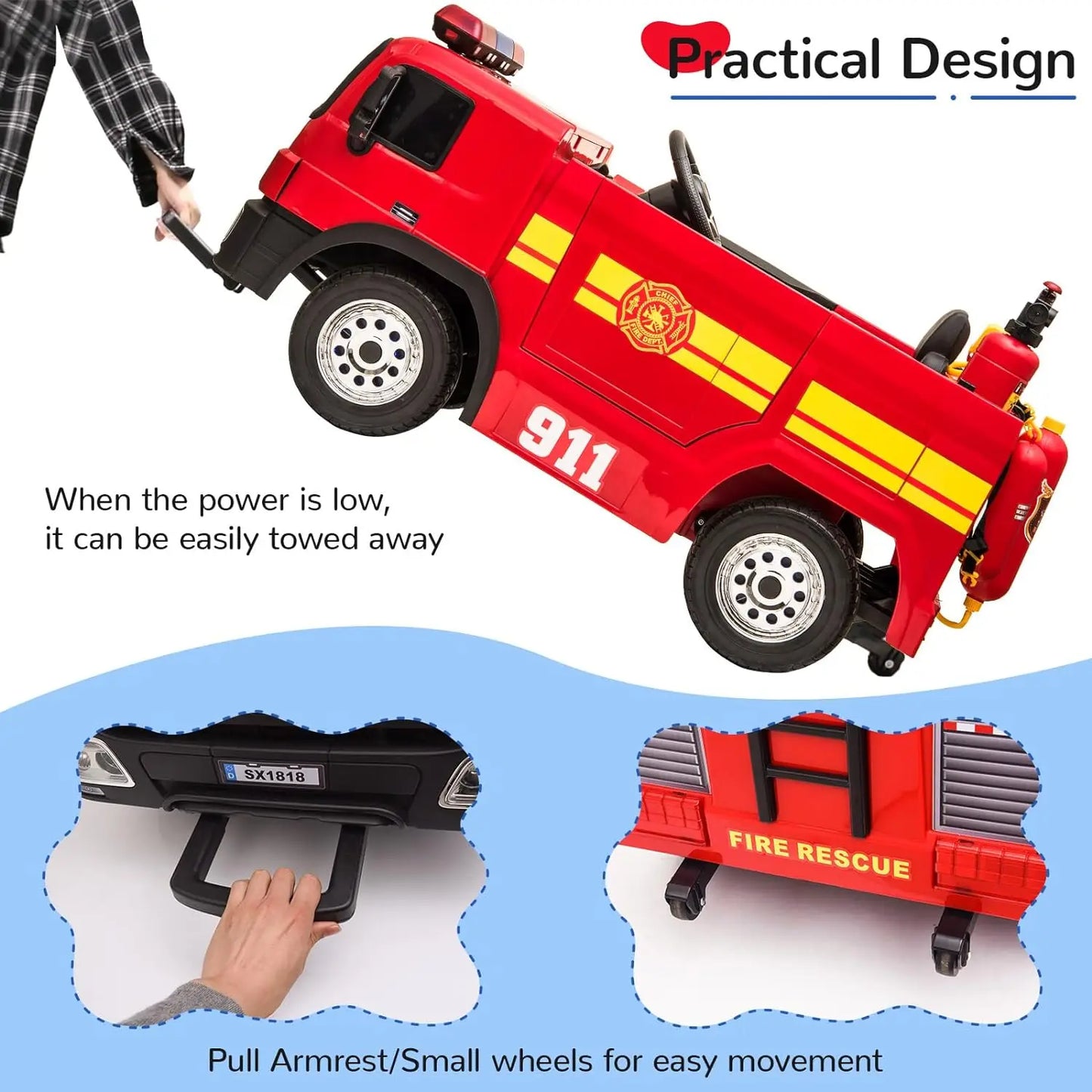 Kids Ride-on Electric Fire Truck   12V  Battery