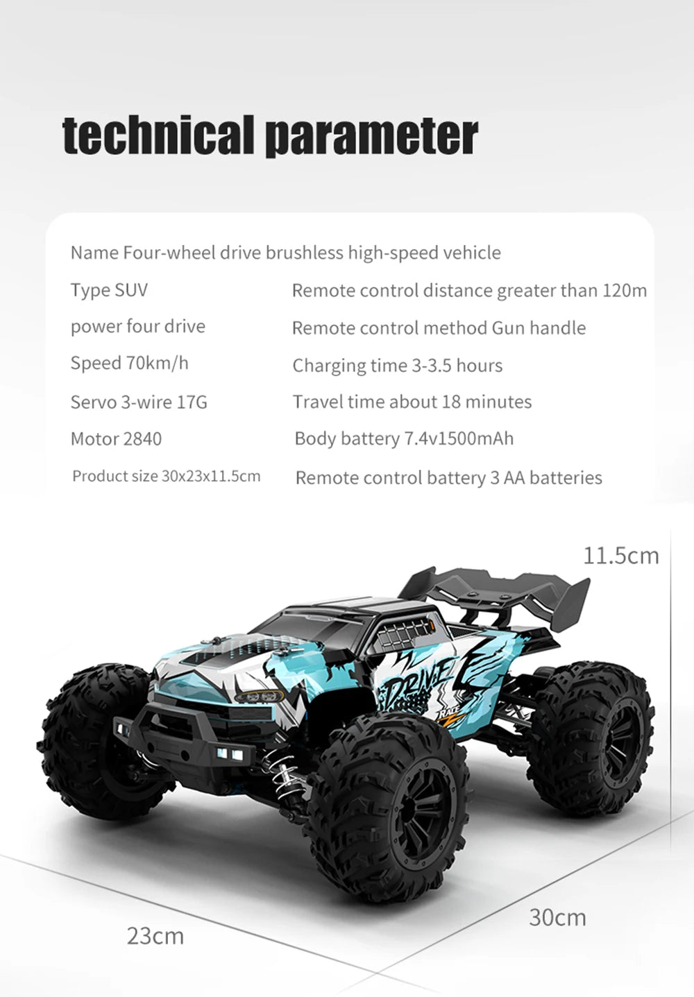 RC High-Speed Drift Monster Truck   4WD