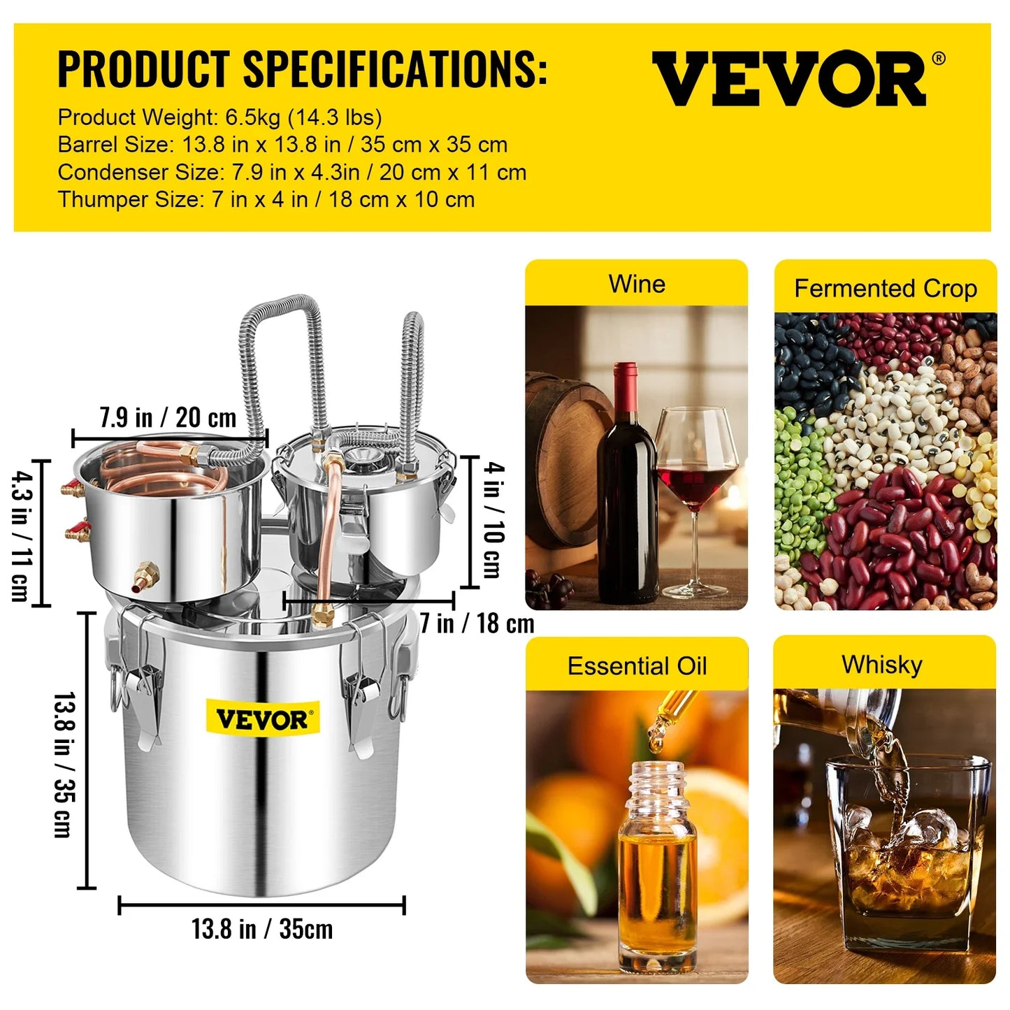 Alcohol Brewing Distiller 12L /30L/50L DIY Moonshine Apparatus