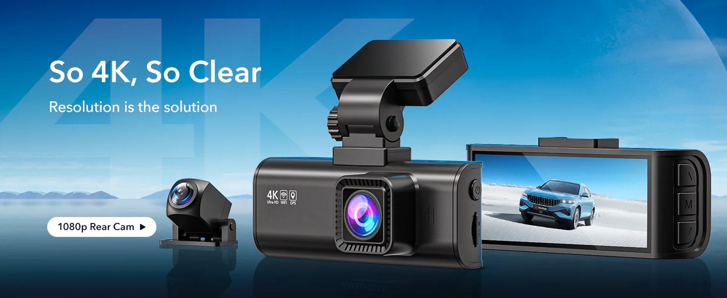 Dash Camera Front and Rear 4k