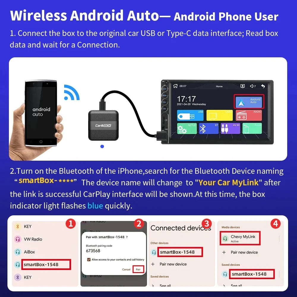 2-in-1 Wireless CarPlay Dongle Android Auto Adapter