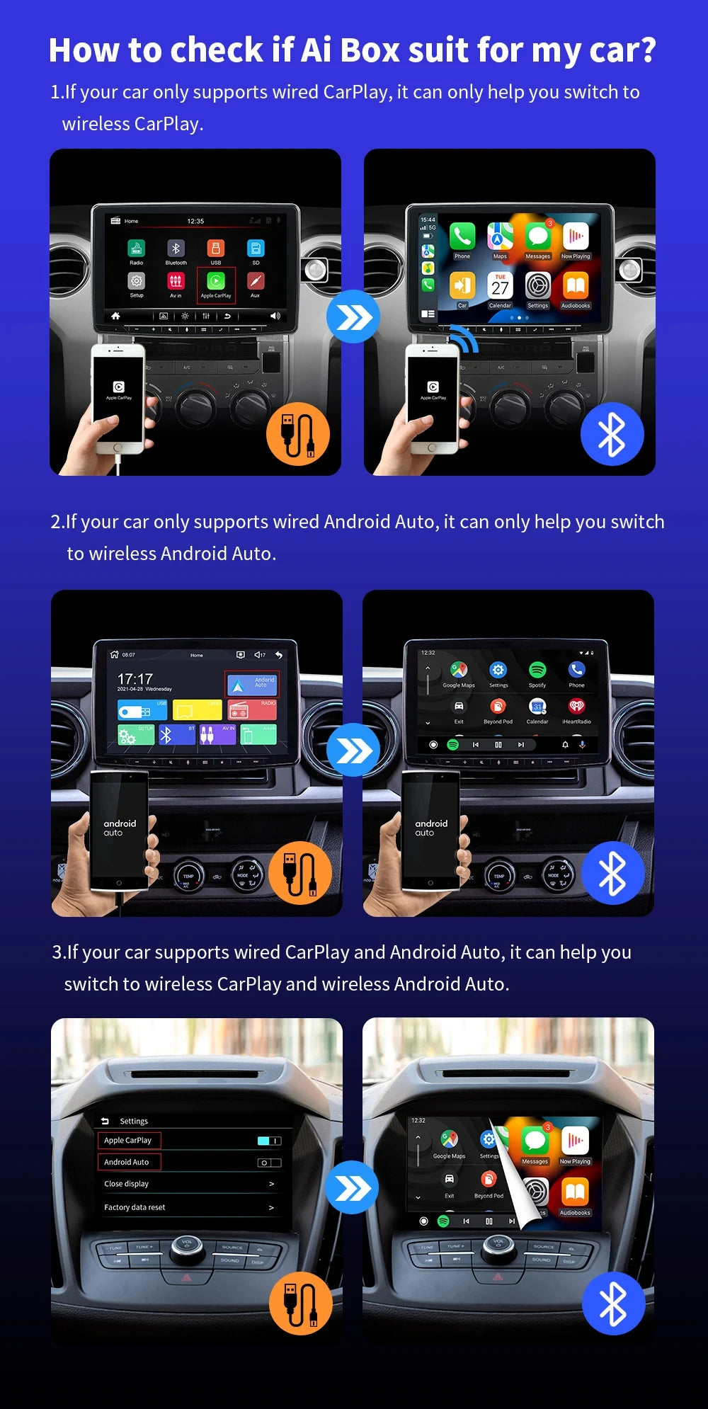 2-in-1 Wireless CarPlay Dongle Android Auto Adapter