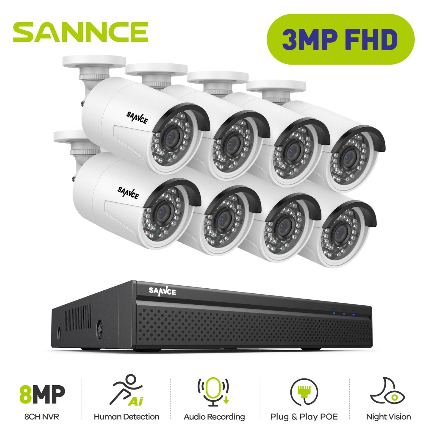 3MP POE Security System Surveillance Kit