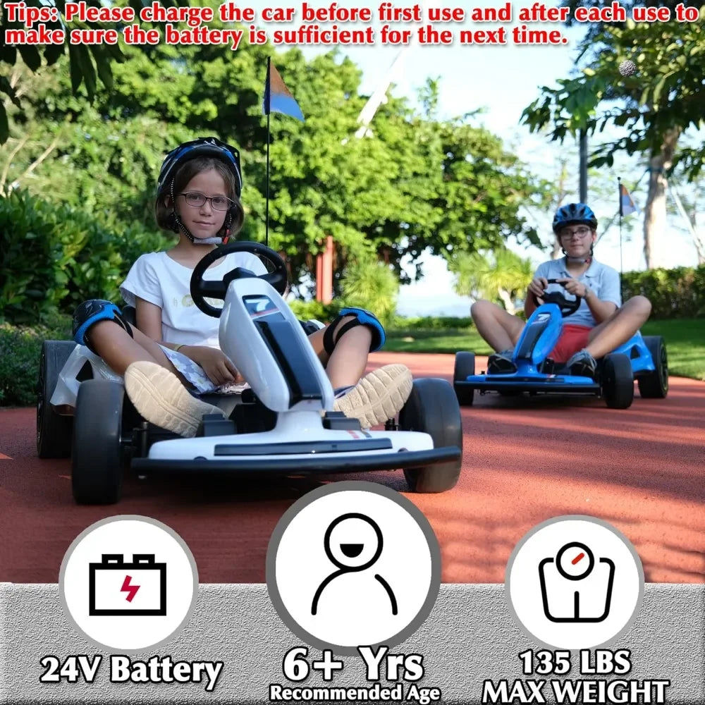 Electric Go Kart Kids 6+ Adults 24V Battery Powered Pedal