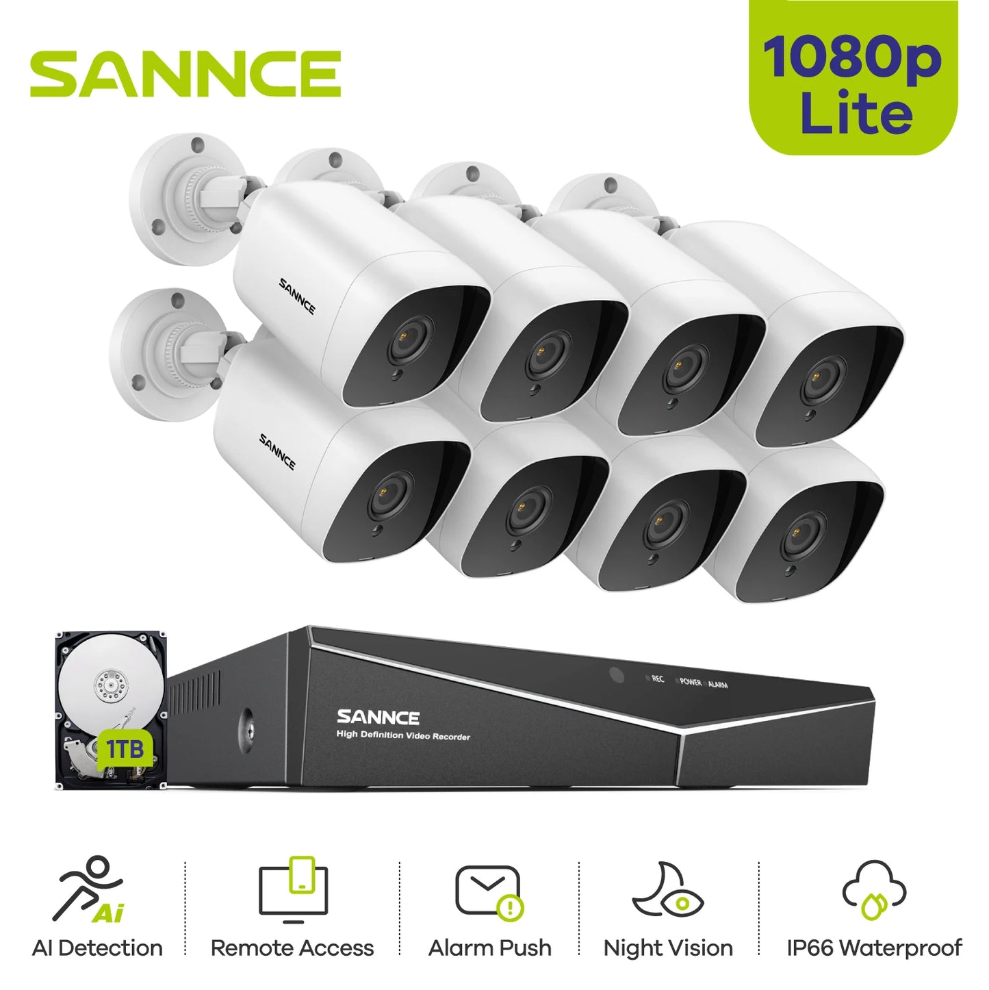 8CH 1080P Surveillance Camera System Kit