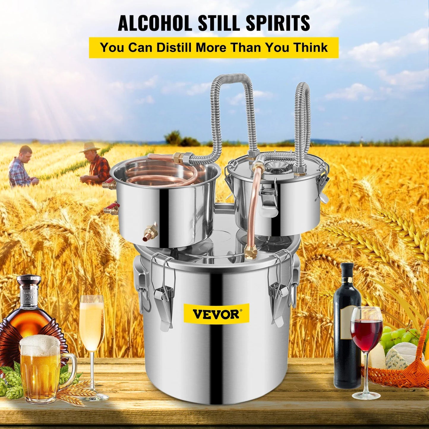 Alcohol Brewing Distiller 12L /30L/50L DIY Moonshine Apparatus
